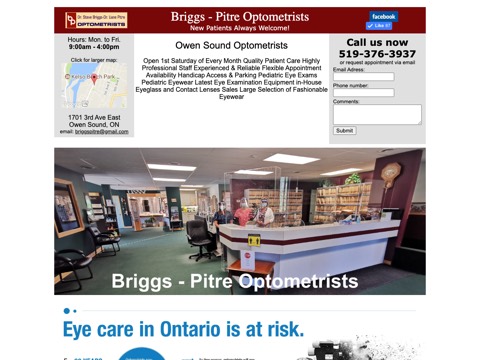 Screenshot of the Briggs - Pitre Optometrists website