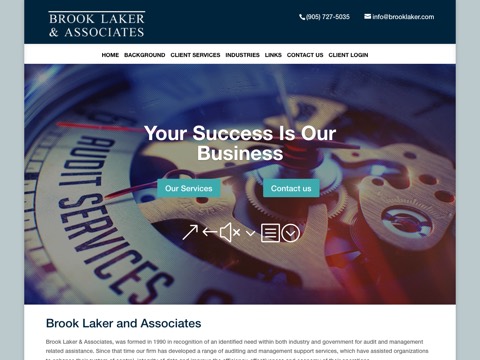 Screenshot of the Brook Laker & Associates homepage, brooklaker.com, captured 2026-08-19, shown as the evidence for this review