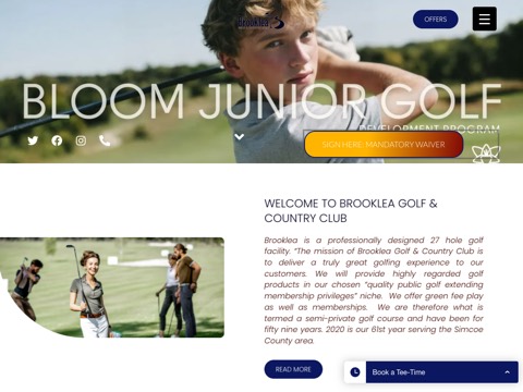 Screenshot of the Brooklea Golf & Country Club website