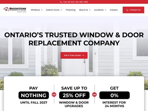 Screenshot of the Brookstone Windows & Doors website