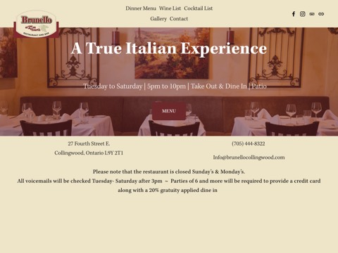 Screenshot of the Brunello At 27 On Fourth website