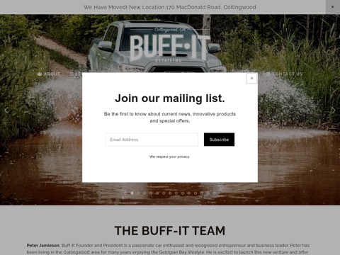 Screenshot of the Buff-It Detailing Collingwood | Paint Protection Film | Ceramic Coating | Winter Storage website