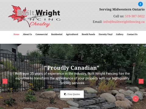 Screenshot of the Built Wright Fencing website