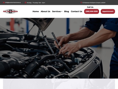 Screenshot of the Bumper to Bumper Auto Service - Autotech Solutions Inc. homepage, autotechsolutions.ca, captured 2026-08-19, shown as the evidence for this review