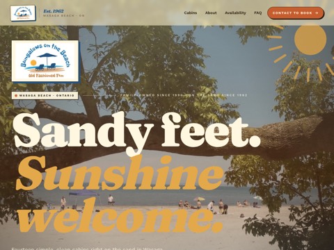 Screenshot of the Bungalows on the Beach website