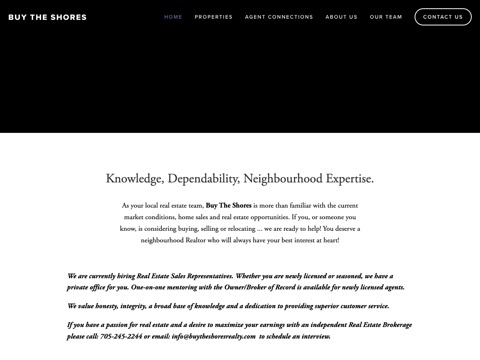 Screenshot of the Buy the Shores of Georgian Bay Realty, Inc. website