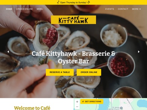 Screenshot of the Café Kittyhawk website