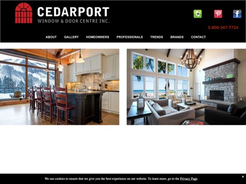 Screenshot of the Cedarport Window & Door Centre Inc website