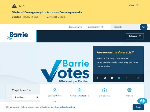 Screenshot of the Centennial Beach website