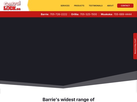 Screenshot of the Central Lock and Key website