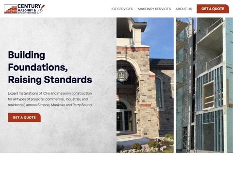Screenshot of the Century Masonry website
