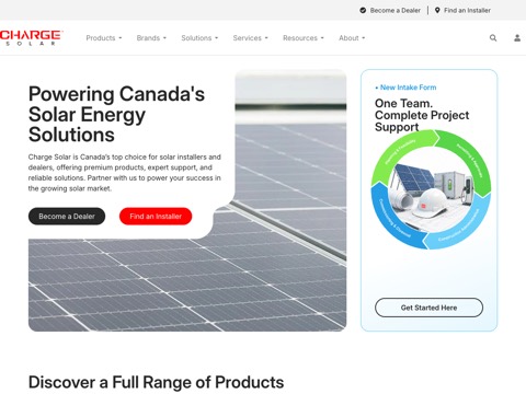 Screenshot of the Charge Solar website