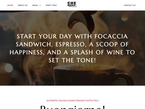 Screenshot of the Che Roba! Focaccia Bar website