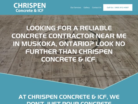 Screenshot of the Chrispen Concrete & ICF homepage, www.chrispenconcrete.com, captured 2026-08-13, shown as the evidence for this review