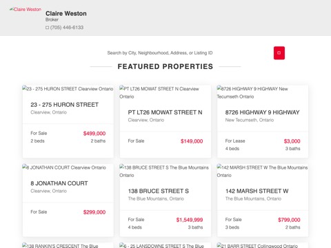 Screenshot of the Claire Weston - Real Estate Broker website
