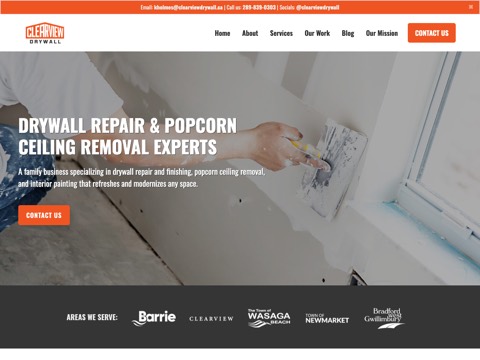 Screenshot of the Clearview Drywall website
