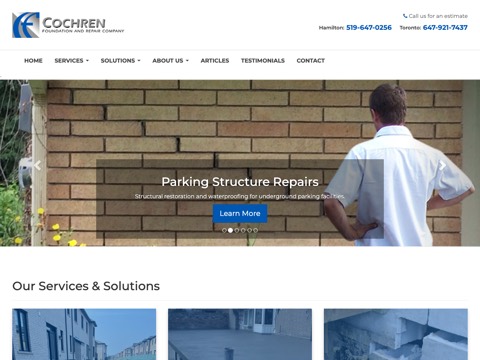 Screenshot of the Cochren Foundation & Repair Company website