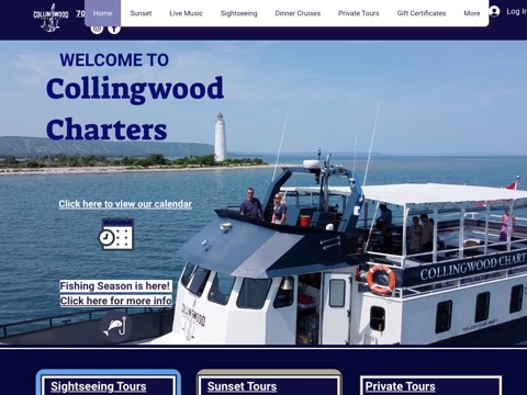 Screenshot of the Collingwood Charters Inc website