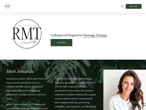 Screenshot of the Collingwood RMT- Amanda Papps website