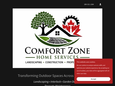 Screenshot of the Comfort Zone Home Services homepage, comfortzonehomeservices.ca, captured 2026-08-13, shown as the evidence for this review