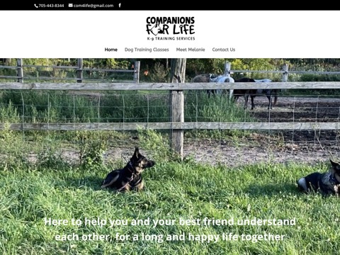 Screenshot of the Companions for Life homepage, companionsforlife.ca, captured 2026-08-19, shown as the evidence for this review