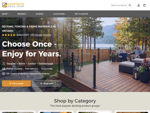 Screenshot of the Composite Deck Shop | Composite & Wood Decking Shop in Barrie website