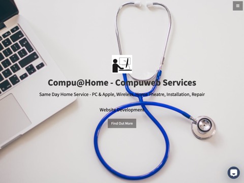 Screenshot of the Compu@Home Services homepage, compuathomeservices.com, captured 2026-08-19, shown as the evidence for this review