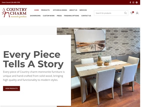 Screenshot of the Country Charm Mennonite Furniture website