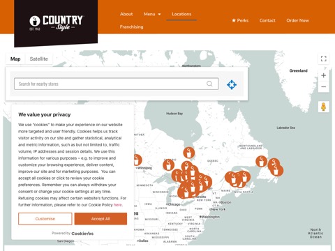 Screenshot of the Country Style homepage, locations.countrystyle.com/?utm_source=G&utm_medium=LPM&utm_campaign=MTY, captured 2026-08-19, shown as the evidence for this review