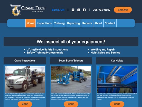 Screenshot of the Crane Tech Services homepage, craneservices.ca, captured 2026-08-13, shown as the evidence for this review