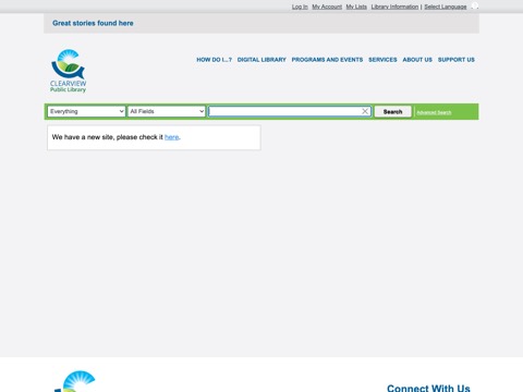 Screenshot of the Creemore Public Library homepage at www.clearview.library.on.ca/client/en_US/clear, captured 2026-08-19, shown as the evidence for the review on this page
