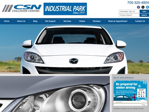Screenshot of the CSN Industrial Park Collision homepage, industrialparkcollision.com, captured 2026-08-19, shown as the evidence for this review