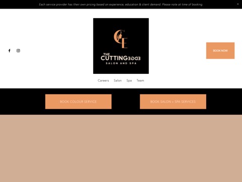 Screenshot of the Cutting Edge Salon And Spa website