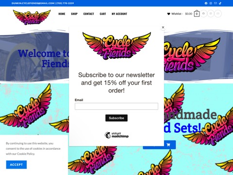 Screenshot of the Cycle Fiends website