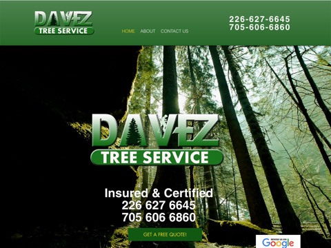 Screenshot of the Davez Tree Service website