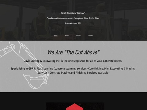 Screenshot of the Davis Cutting & Excavating Inc homepage, www.daviscutting.ca, captured 2026-08-13, shown as the evidence for this review