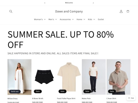 Screenshot of the Dawe and Company homepage, daweandcompany.com, captured 2026-08-19, shown as the evidence for this review