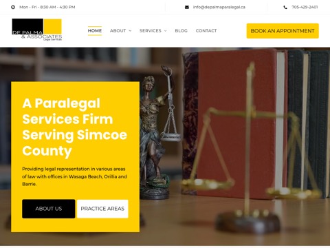 Screenshot of the De Palma & Associates Legal Services website
