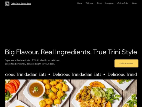 Screenshot of the debe Trini street eats website