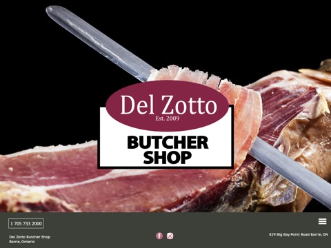 Screenshot of the Del Zotto Butcher Shop website