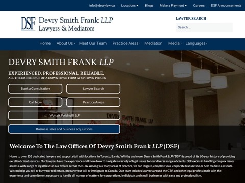 Screenshot of the Devry Smith Frank LLP website