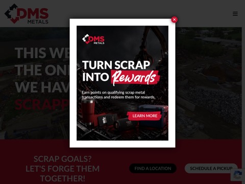Screenshot of the DMS Metals (Creemore) Ltd. homepage at www.dmsmetals.ca, captured 2026-08-19, shown as the evidence for the review on this page