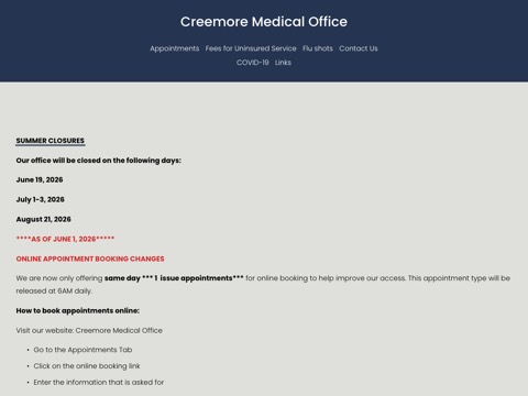 Screenshot of the Doctor Office website