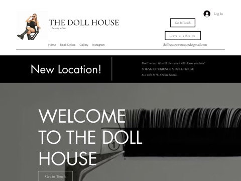 Screenshot of the Doll House homepage, www.dollhouseos.ca/?utm_source=google&utm_medium=wix_google_business_profile&utm_campaign=2741951713279705024, captured 2026-08-19, shown as the evidence for this review