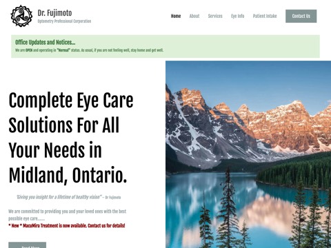 Screenshot of the Dr. Fujimoto Optometry Professional Corporation website