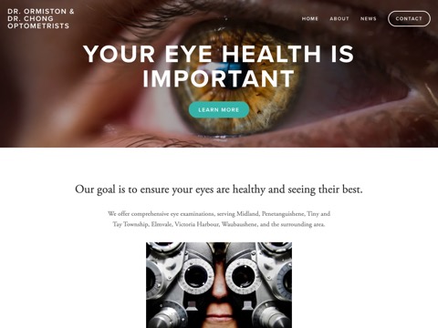 Screenshot of the Dr. Ormiston & Dr. Chong Optometrists website