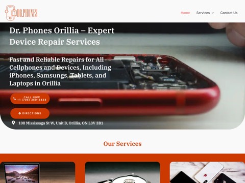 Screenshot of the Dr. Phones Orillia website