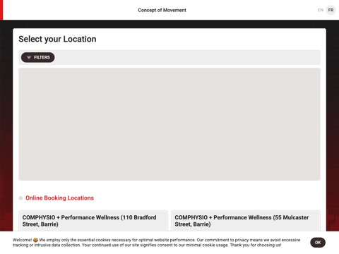 Screenshot of the Dr. Sebastian Hoffsuemmer homepage, conceptofmovement.clinicmaster.com/book-online/booking-reasons/24235, captured 2026-08-19, shown as the evidence for this review