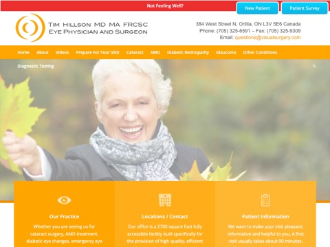 Screenshot of the Dr Tim Hillson, Eye Physician and Surgeon website