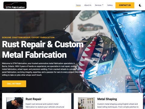 Screenshot of the DTM Fabrication website